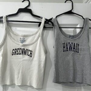 Brandy Melville Tank Tops (Set of 2) - Greenwich (Grey) and Hawaii (White)